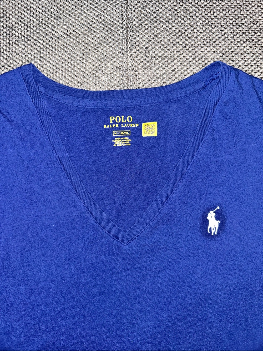 Polo Ralph Lauren V-Neck Tee in Navy Blue with White Pony